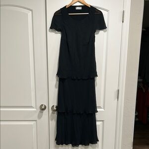 GIORGIO GRATI Elegant 100% Silk Tiered Maxi Dress made in Italy